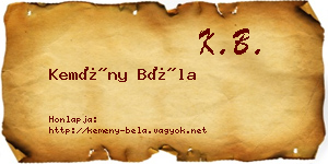 Kemény Béla névjegykártya