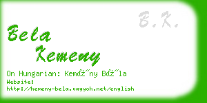 bela kemeny business card